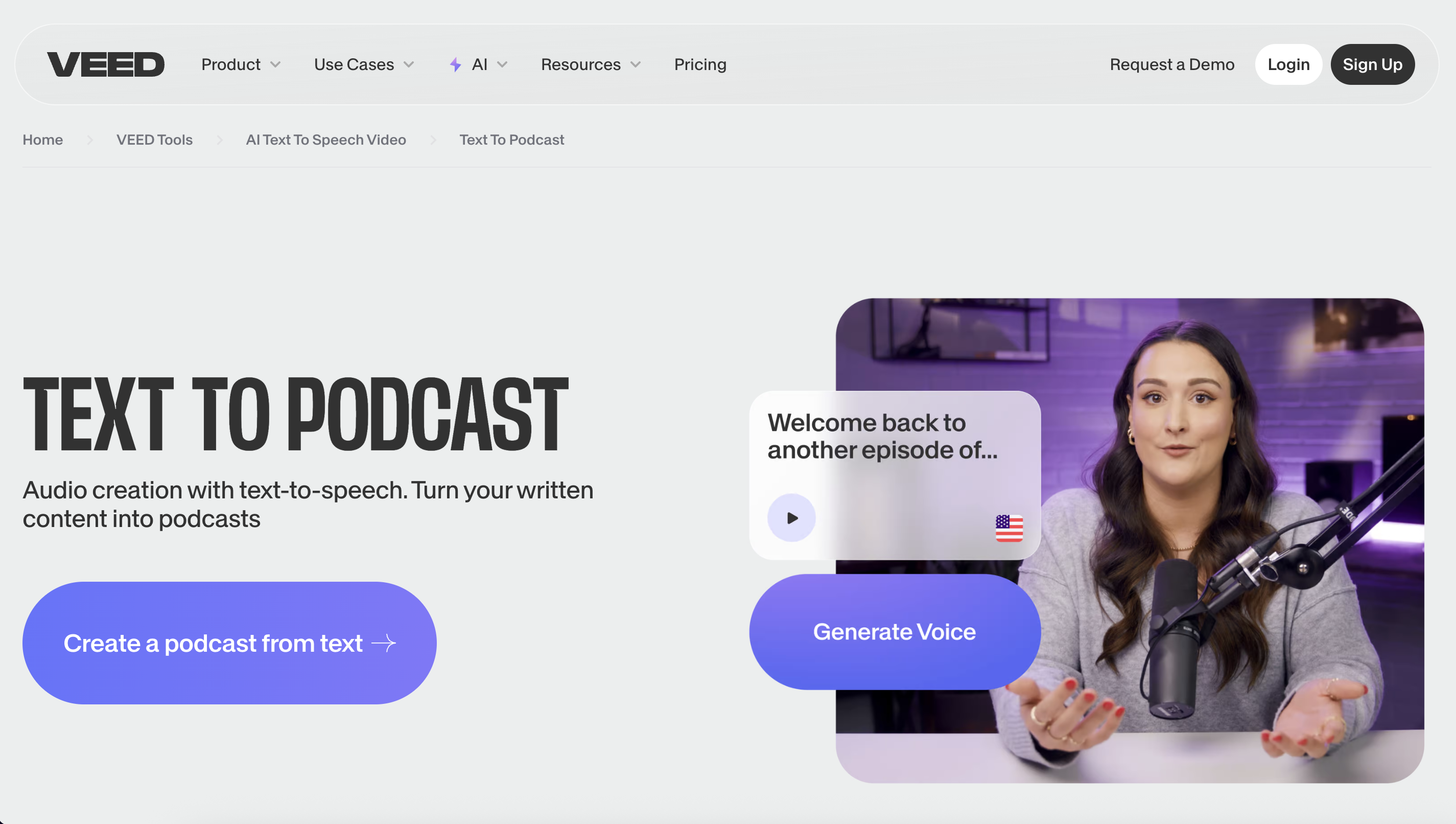 פודקאסט שנוצר על ידי Veed Io AI