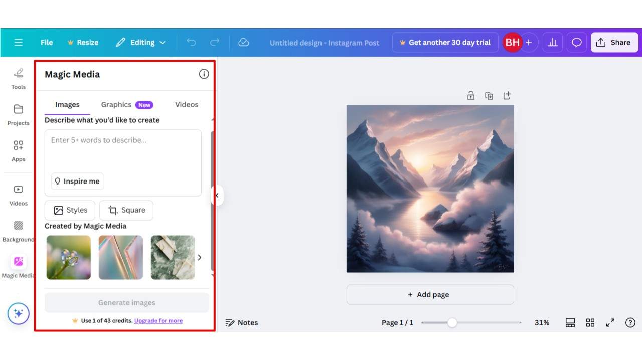 Canva AI content creator