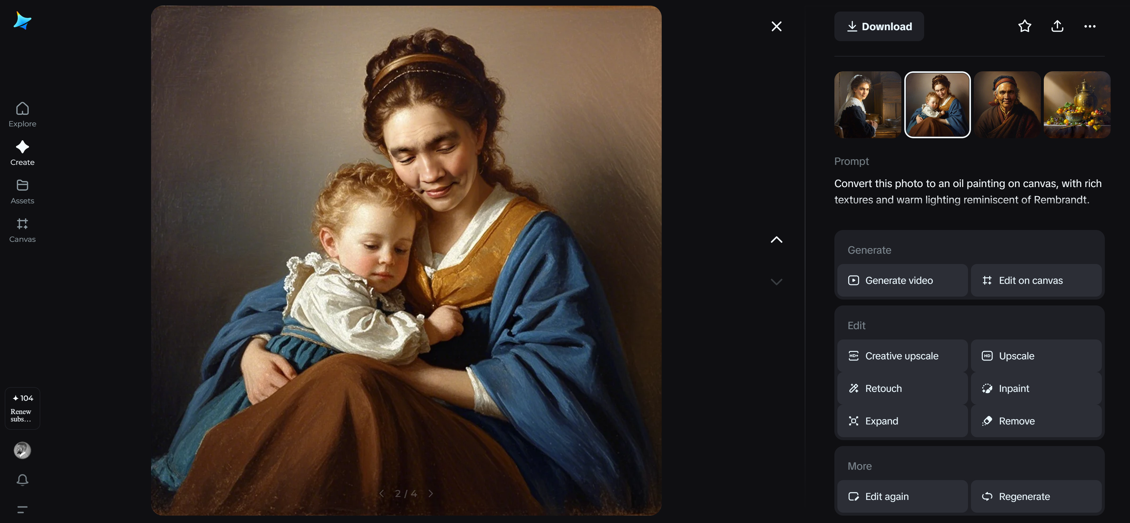 Fotoğrafı yağlı boya tablo remix