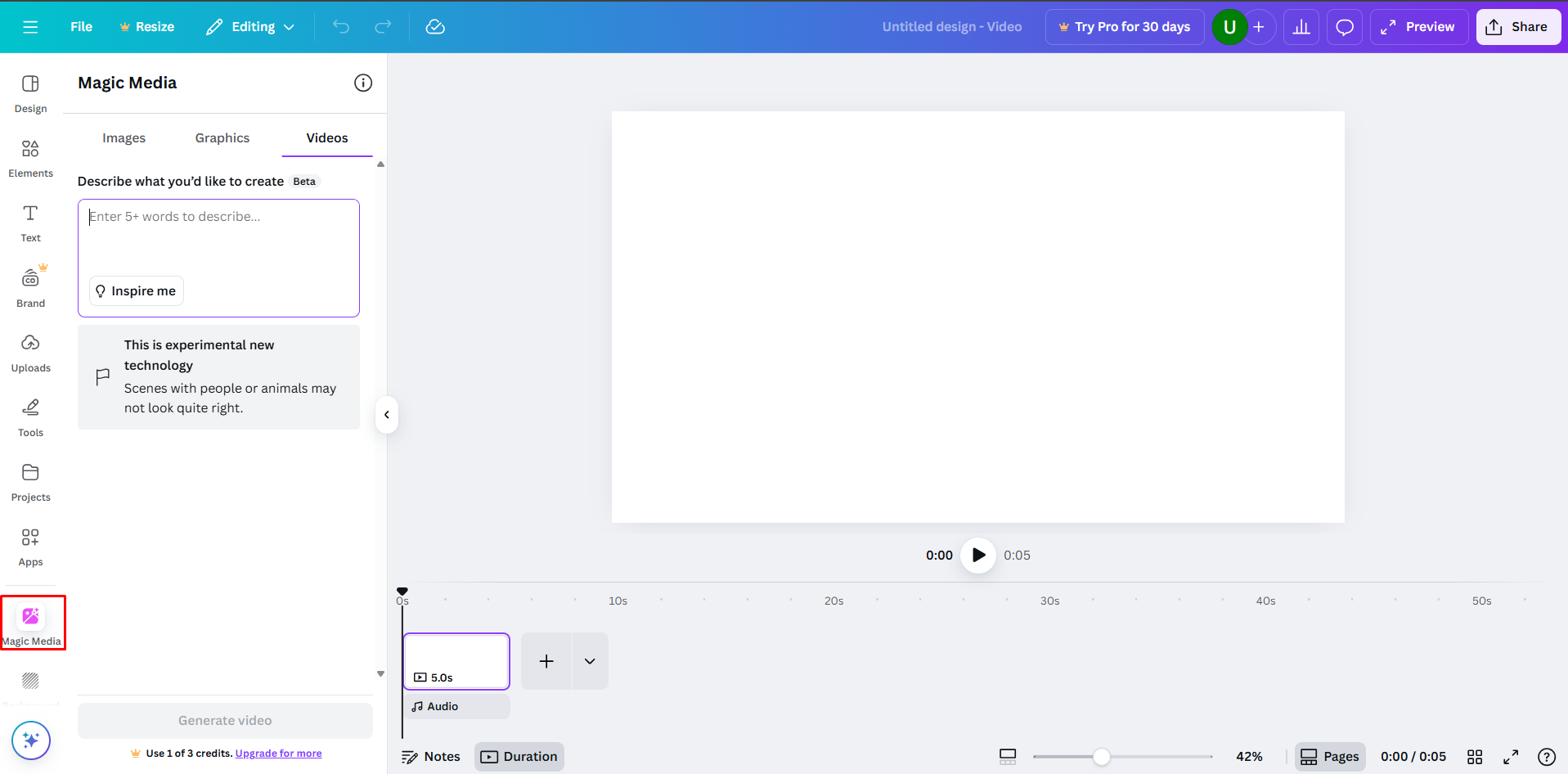 Zugriff auf den Canva AI-Videogenerator