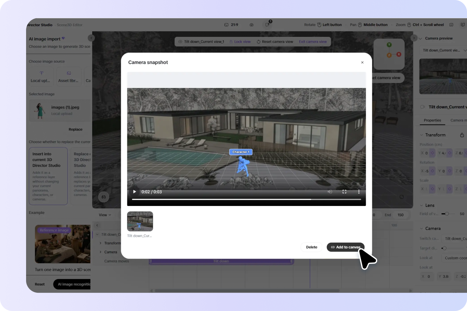 Step 2: Direct the Scene in 3D Director Studio