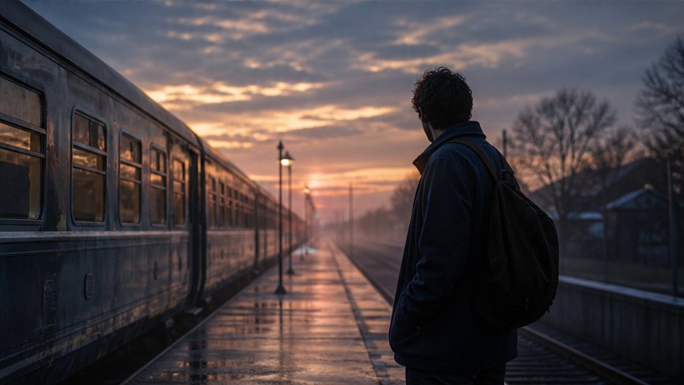 Sad in Spanish Video Dawn farewell at a train platform