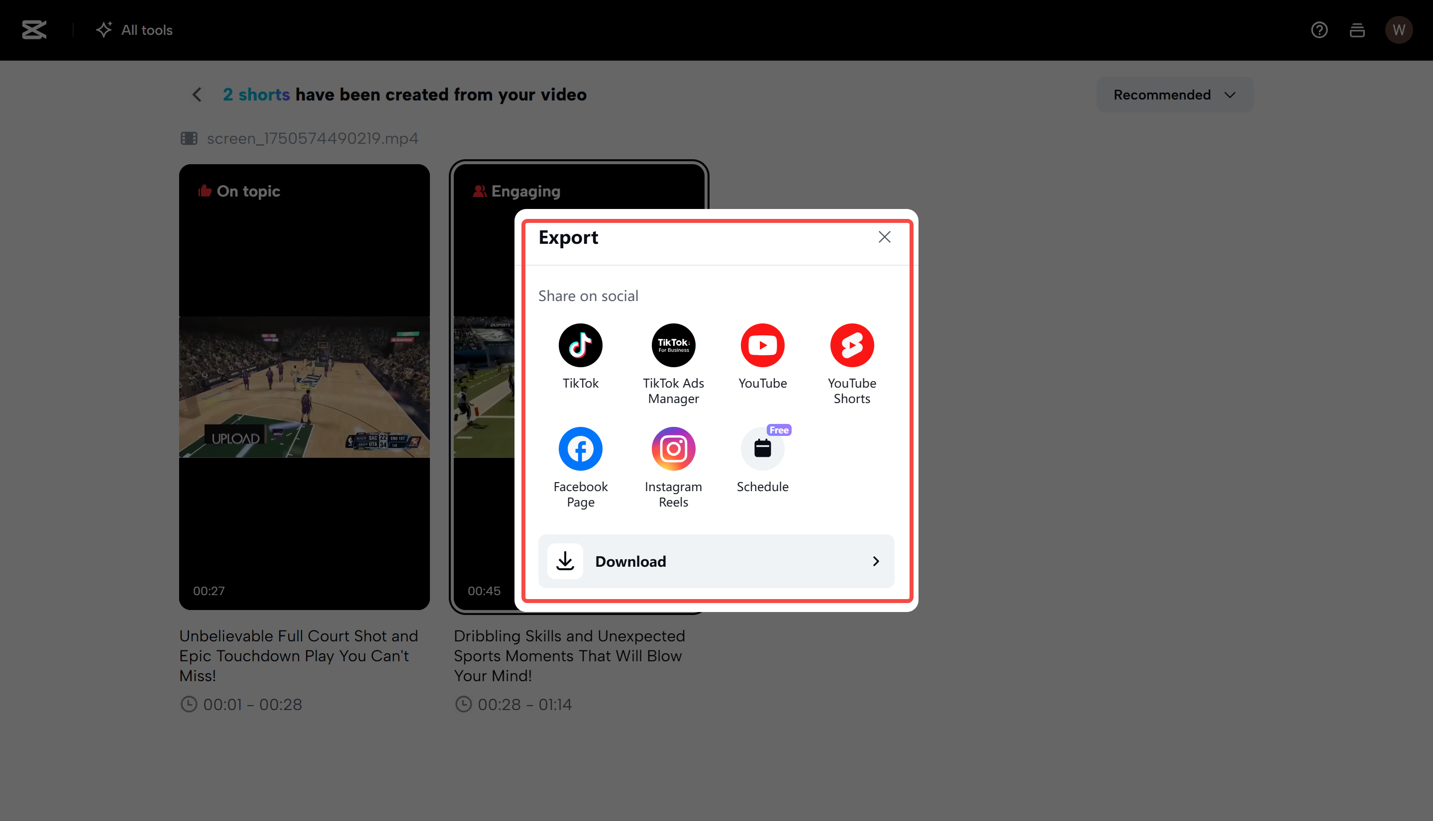 Ein Video aus CapCut Web exportieren und teilen