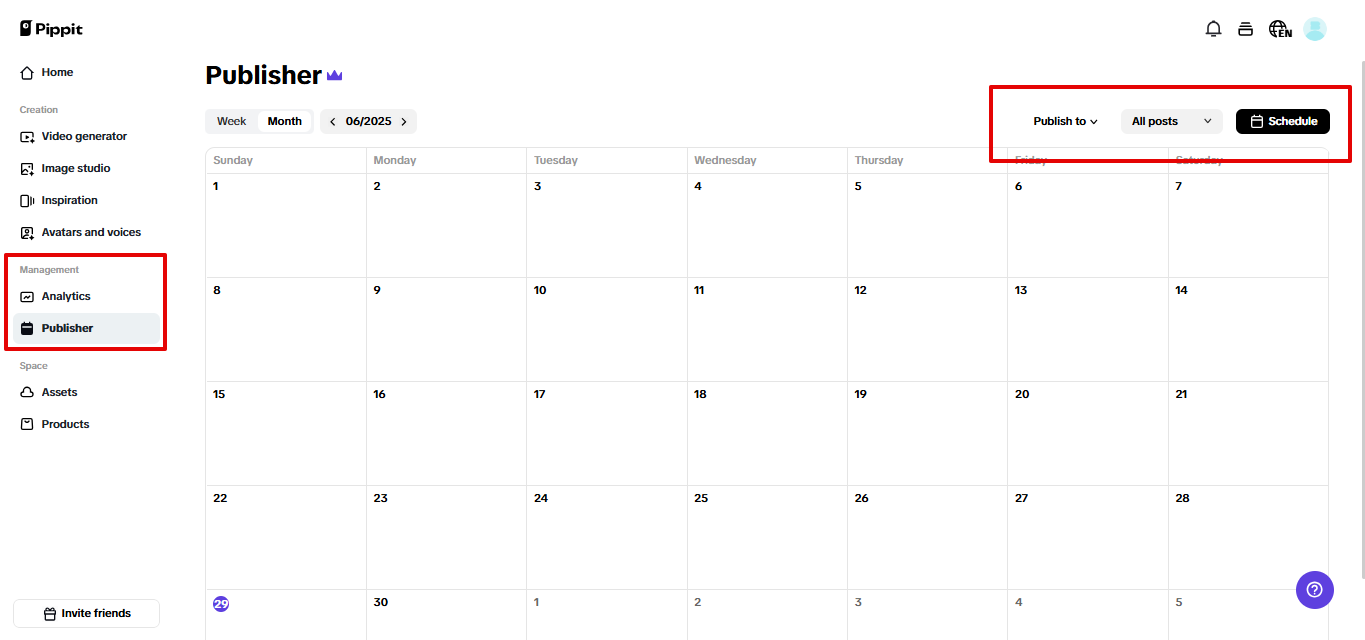 Auto publisher in Pippit