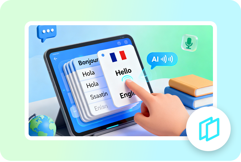 Learn new languages with AI-powered flashcards.