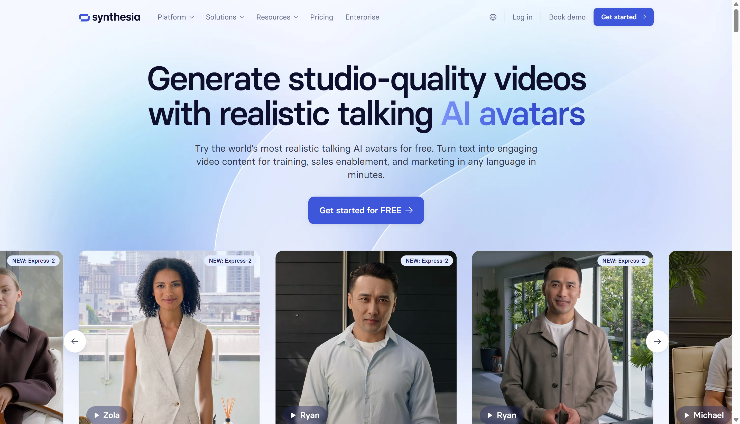 Interface of Synthesia - one of the best realistic avatar creator
