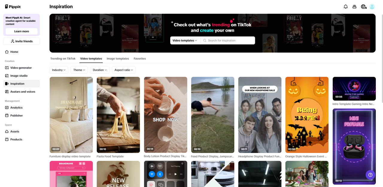 Trending templates for effortless content creation