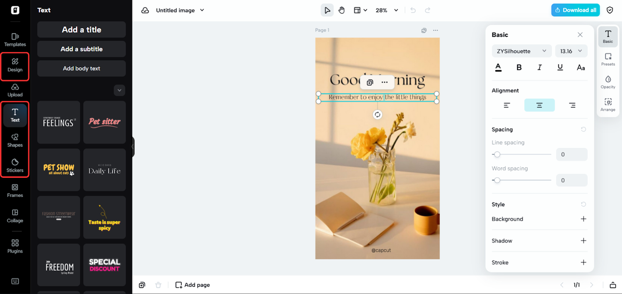 Customize with text and design elements