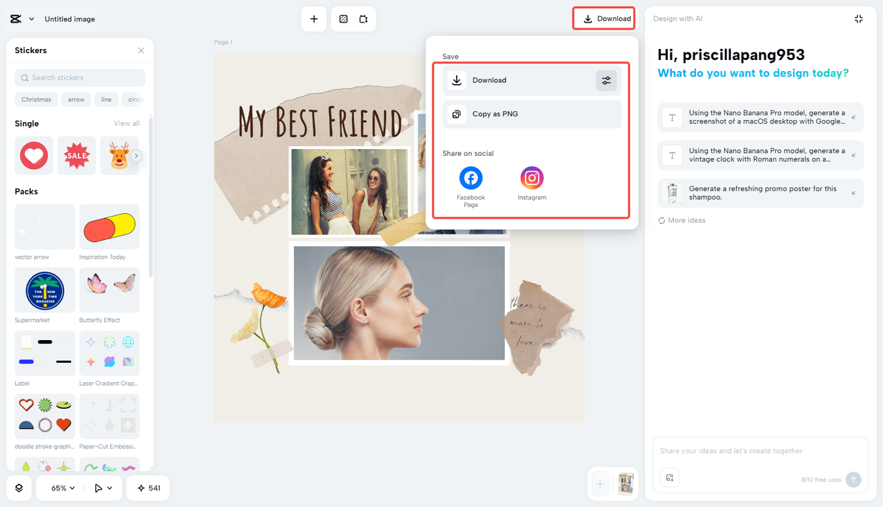 Export your image collage