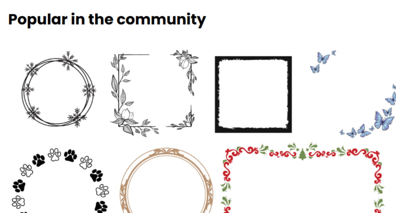 Interface of Creative Fabrica - download free frames for photo editing