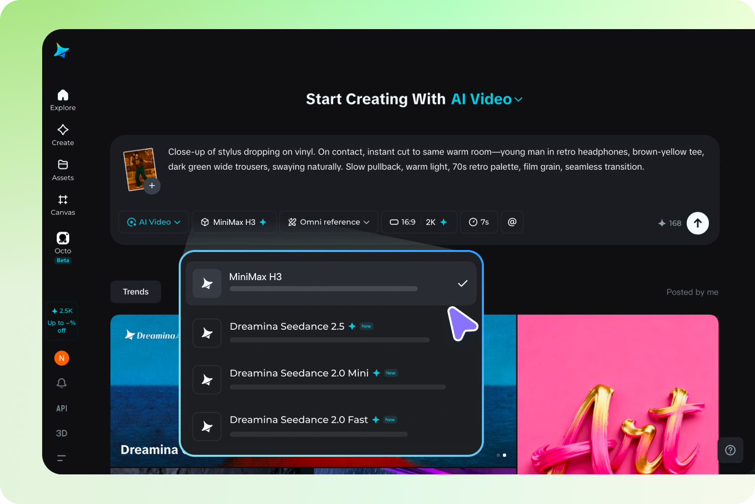 Select the video model and generate