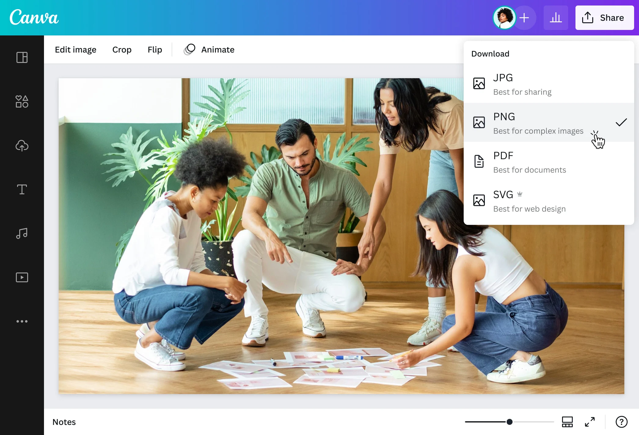 Canva - the reliable JPEG to PNG Converter