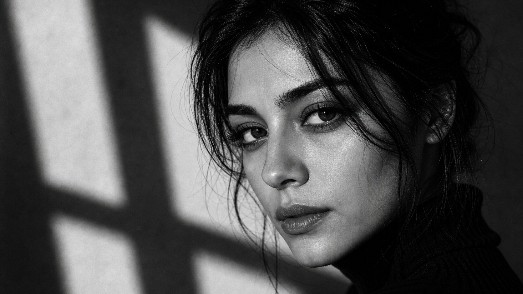 Redaktionelles monochromes KI-Porträt