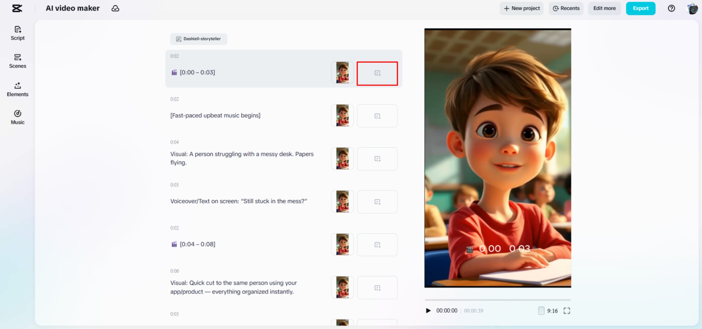 Replacing the media in a video with CapCut Web