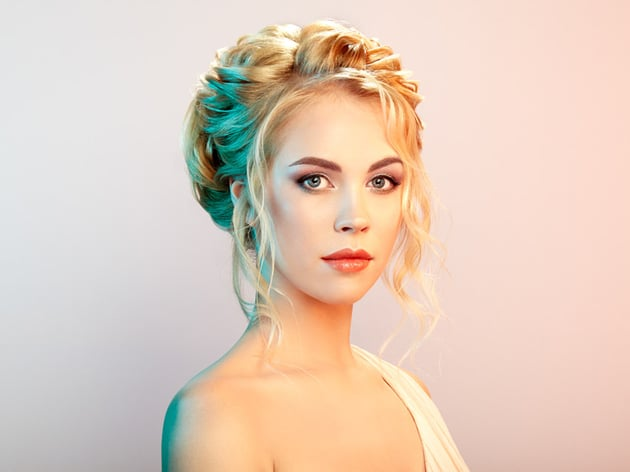 Bright high-key portrait with minimal shadows and nose shadow