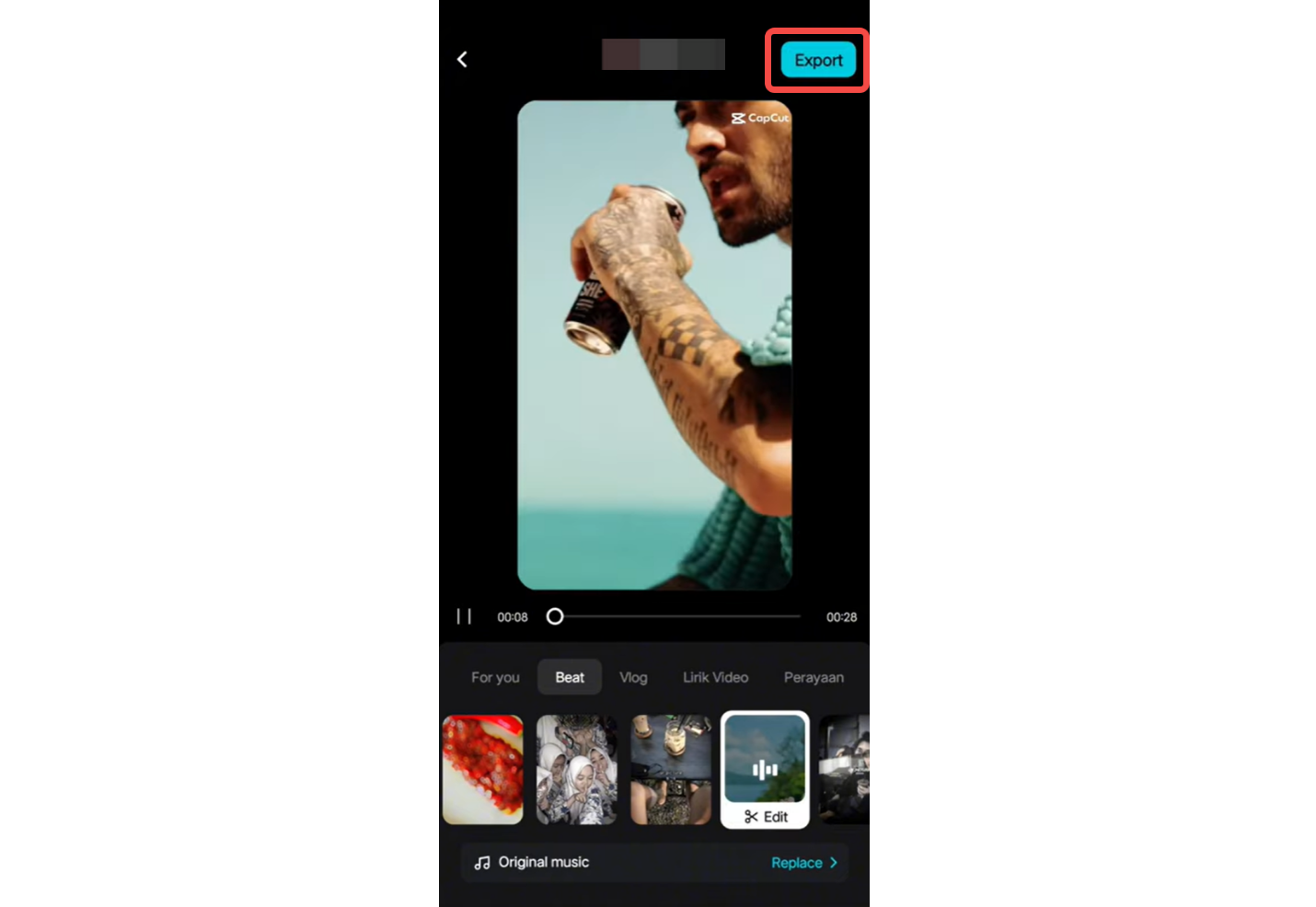 Imagen que muestra cómo usar la función AutoCut en la CapCut aplicación móvil