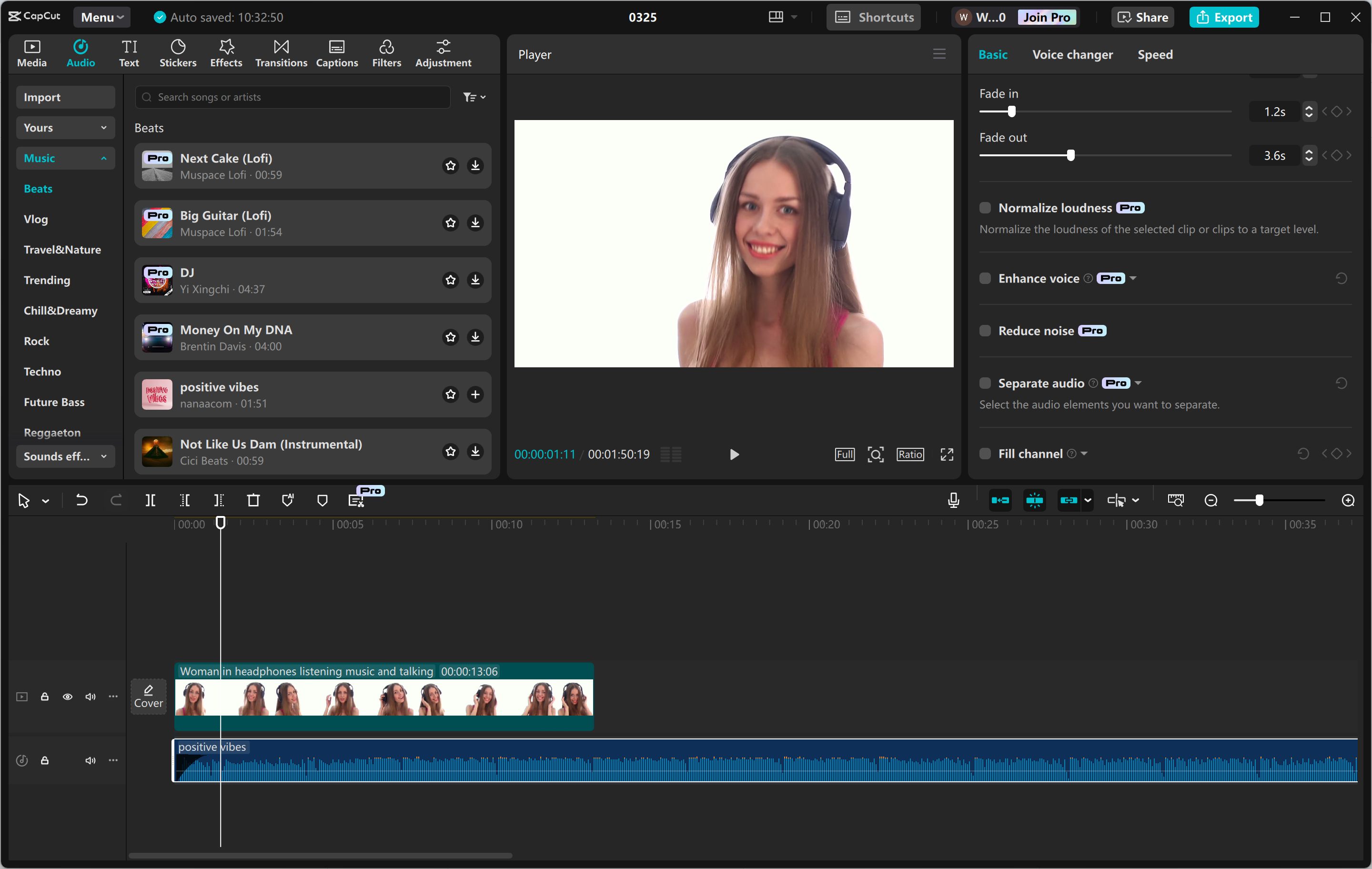 Інтерфейс настільного відеоредактора CapCut - цінний інструмент для редагування музичних відео як професіонал