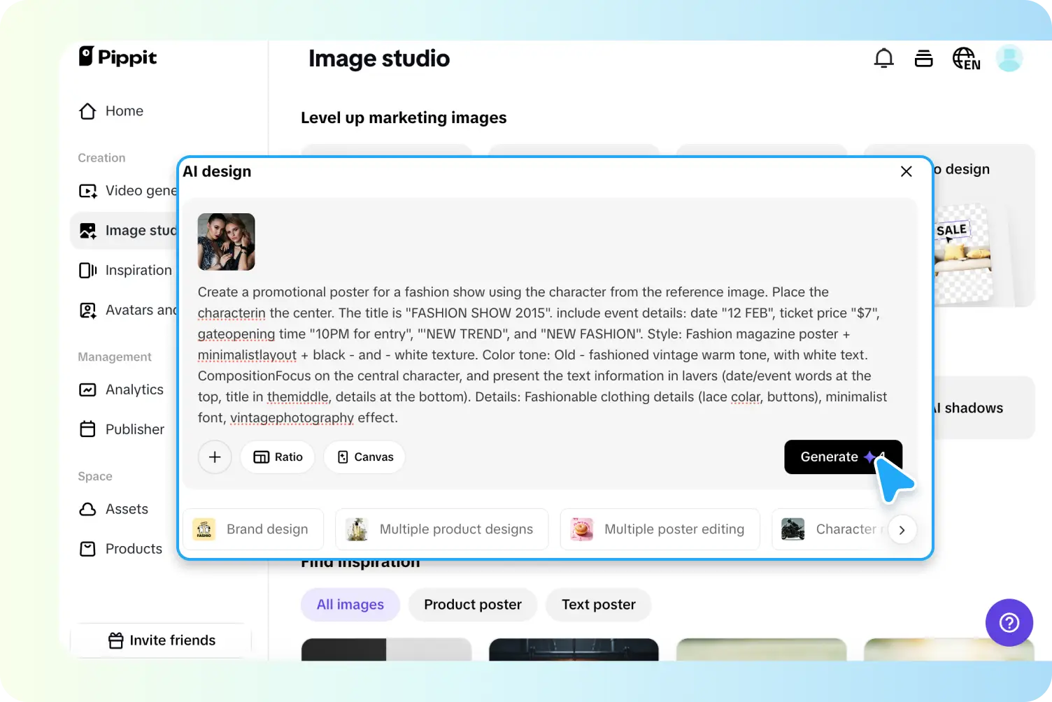 Advance AI design editing tools