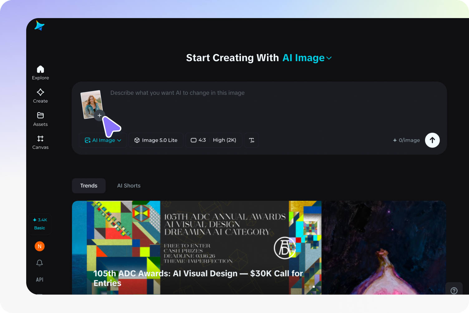 Accede a la función "AI Image" y sube tu foto