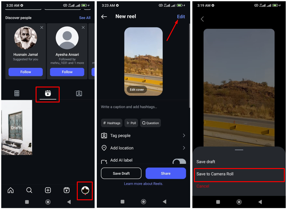 Image showing how to download Instagram draft video without posting