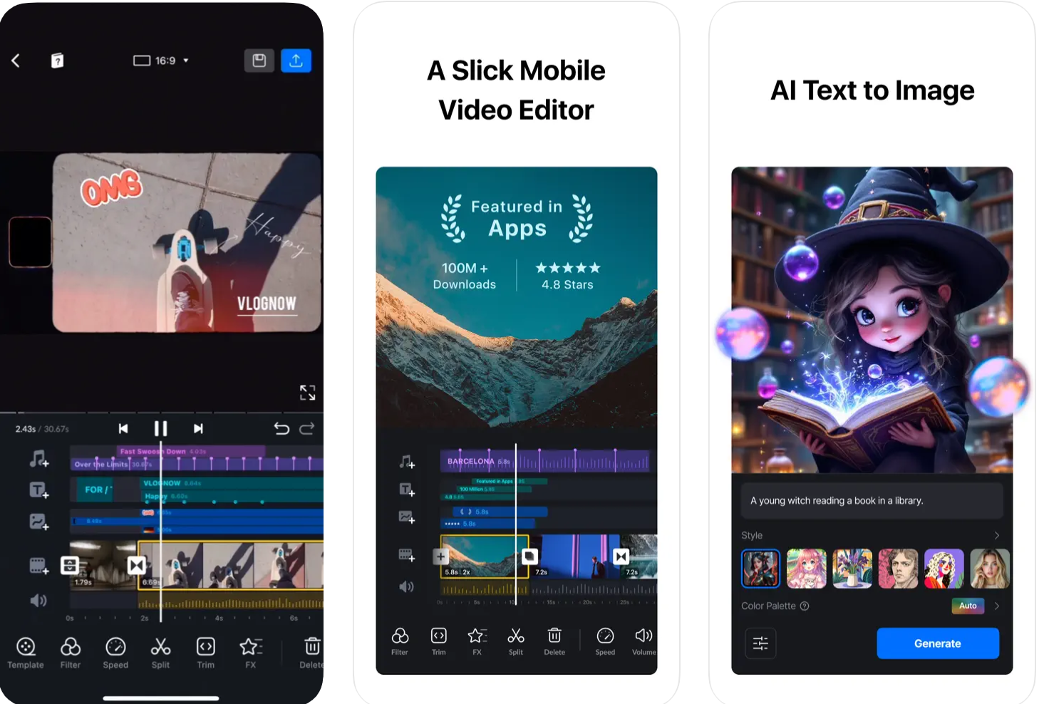 Інтерфейс VN Video Editor - цінний відеоредактор Instagram