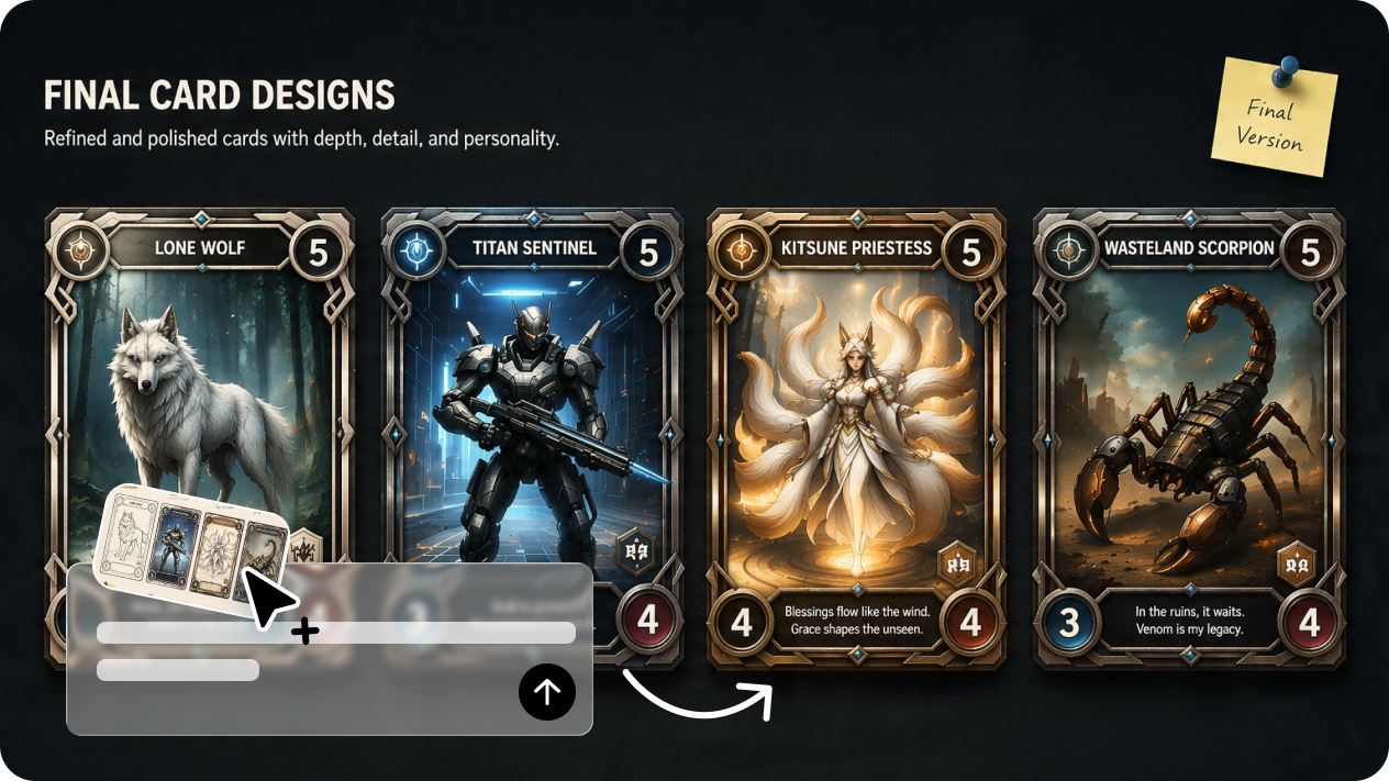 Turn your art into custom game cards with the image-to-image tool