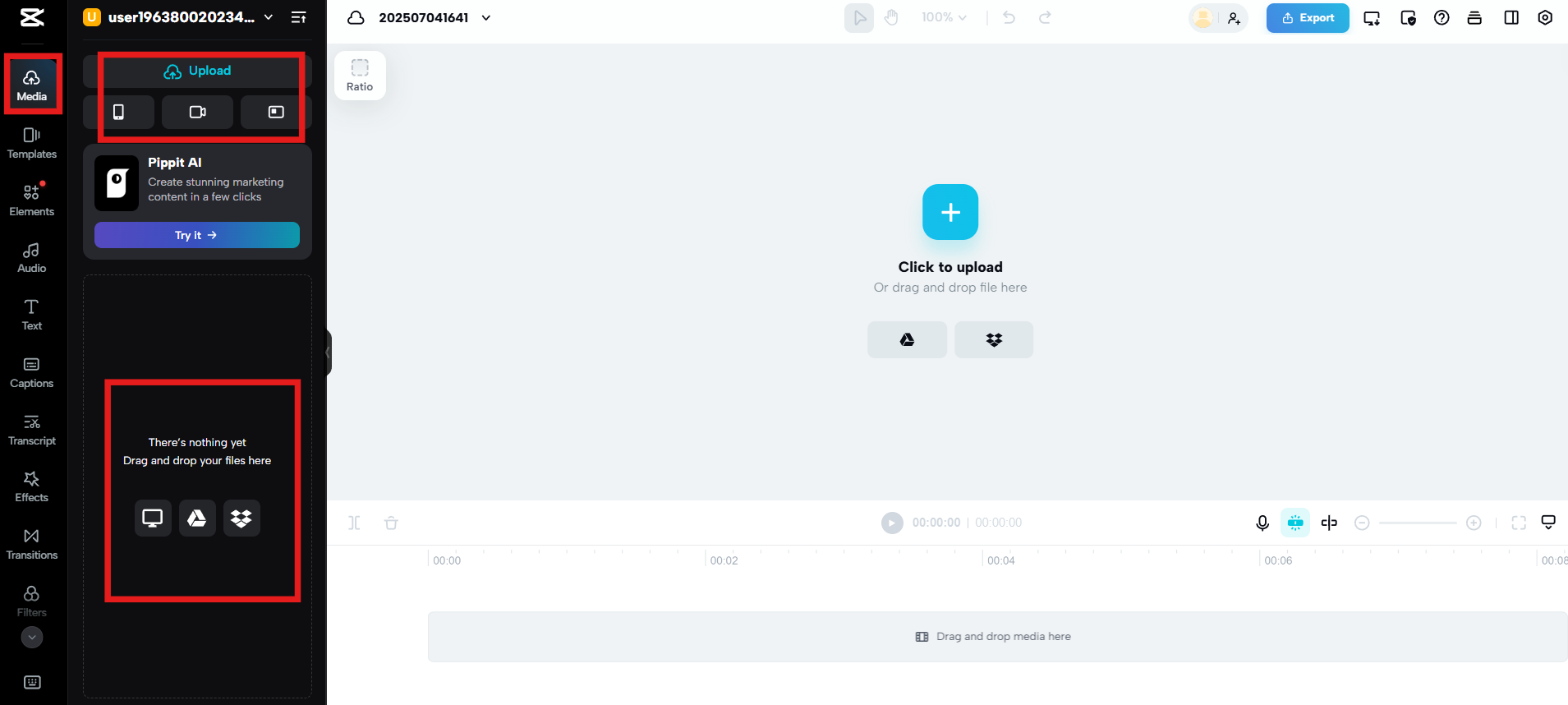 Upload your before and after media