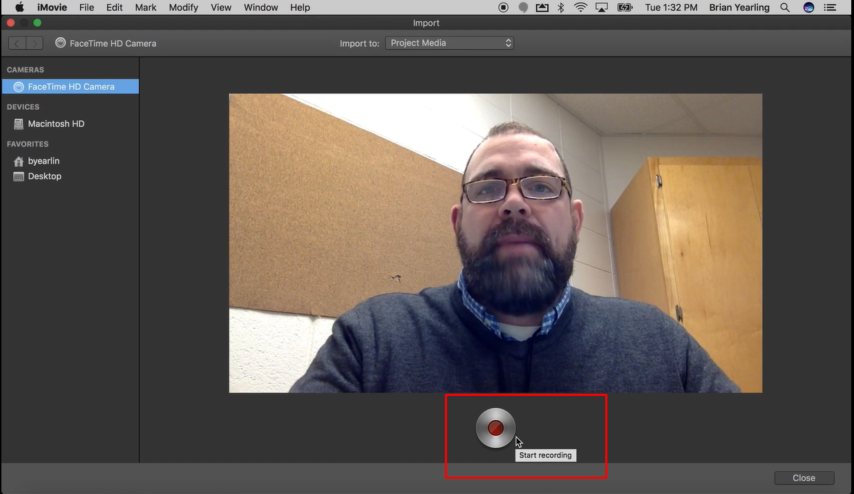 Image showing how to start and stop screen recording in iMovie