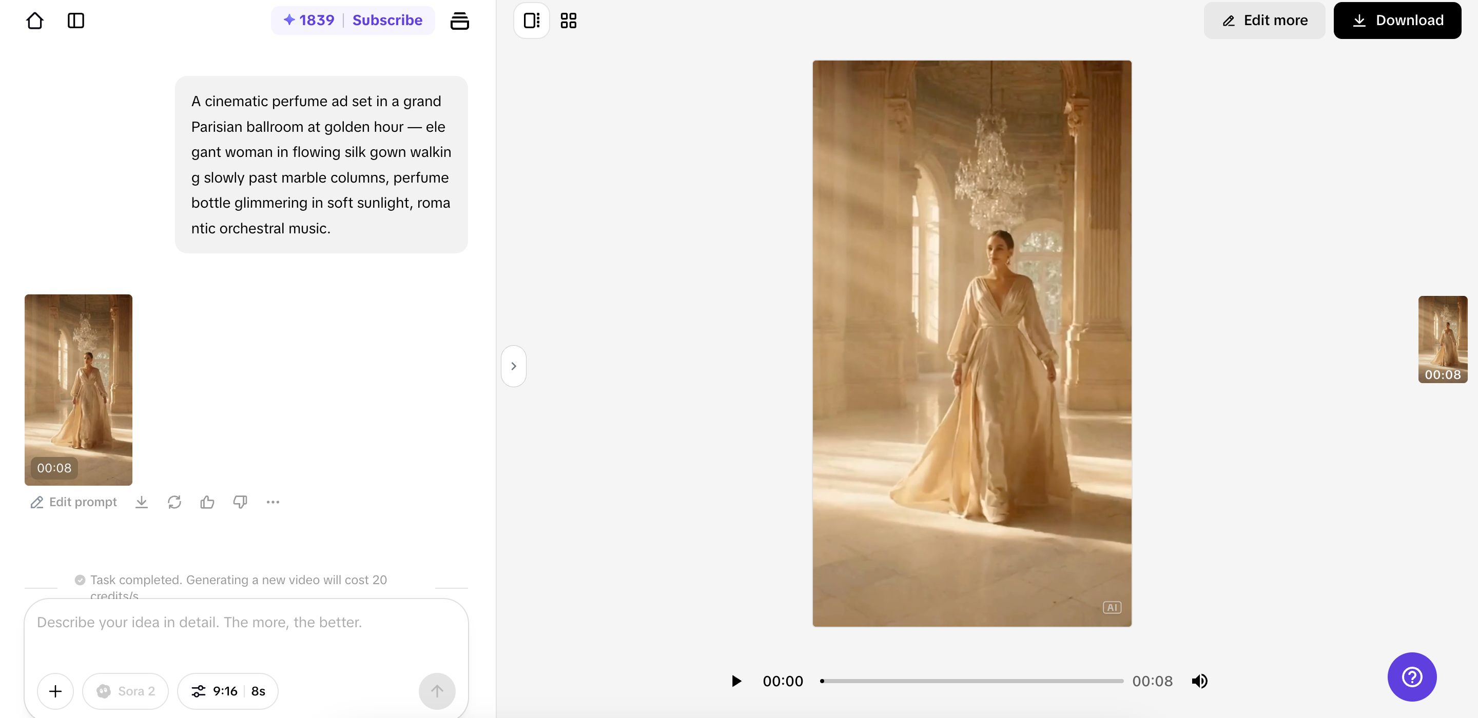 Exporting video from Pippit