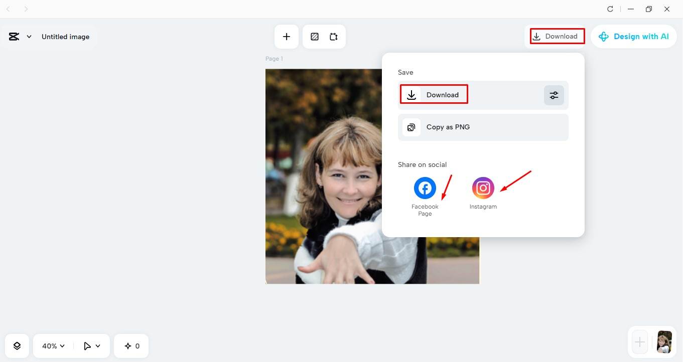 Download your image in the CapCut