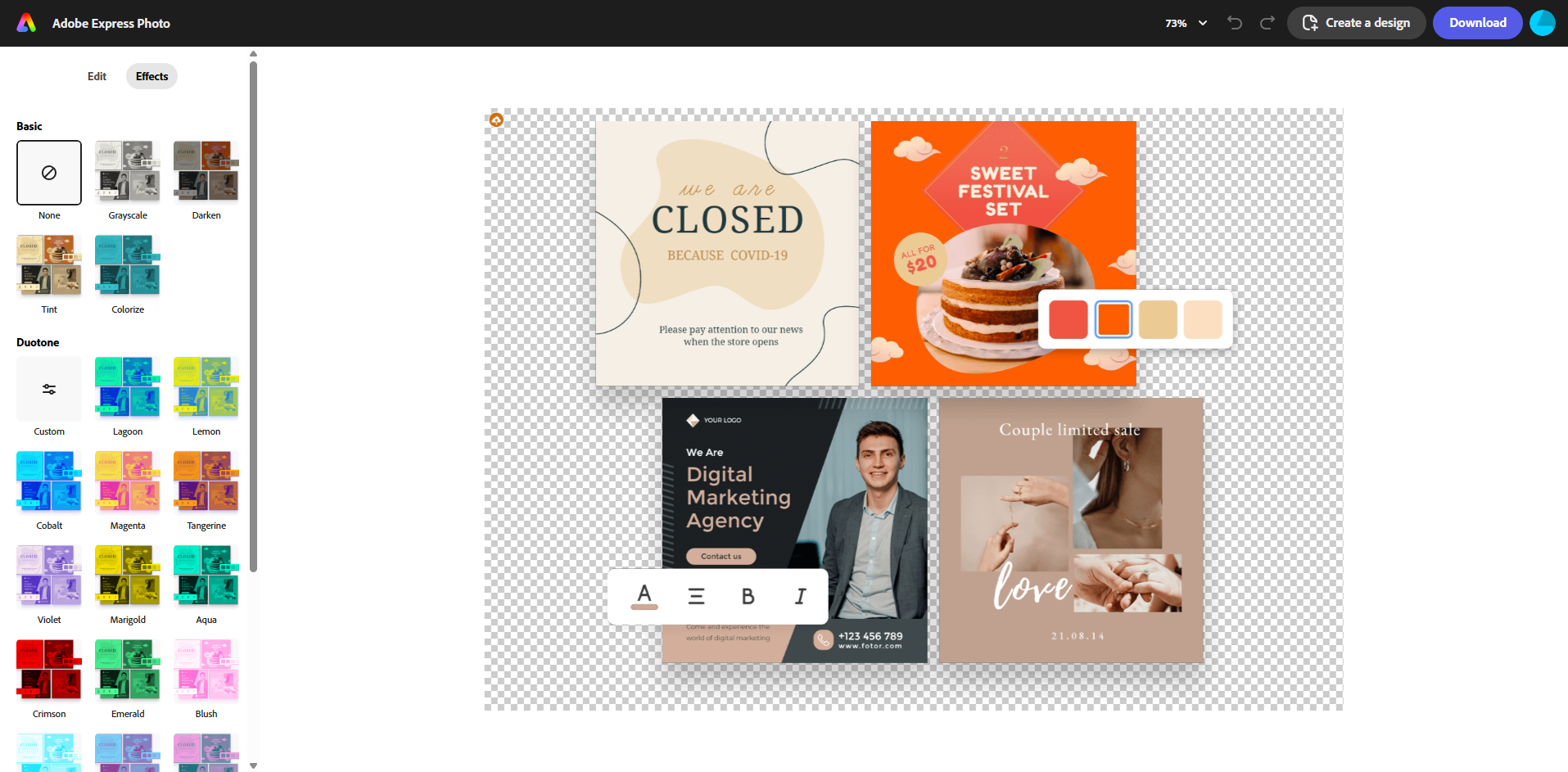 Adobe Express photo editor for Instagram and TikTok posts