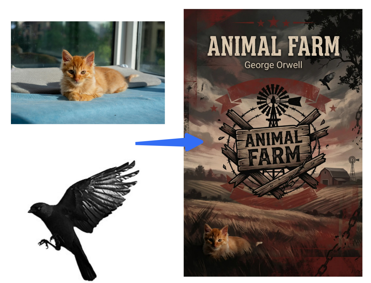 Multi-image fusion of the animal farm poster