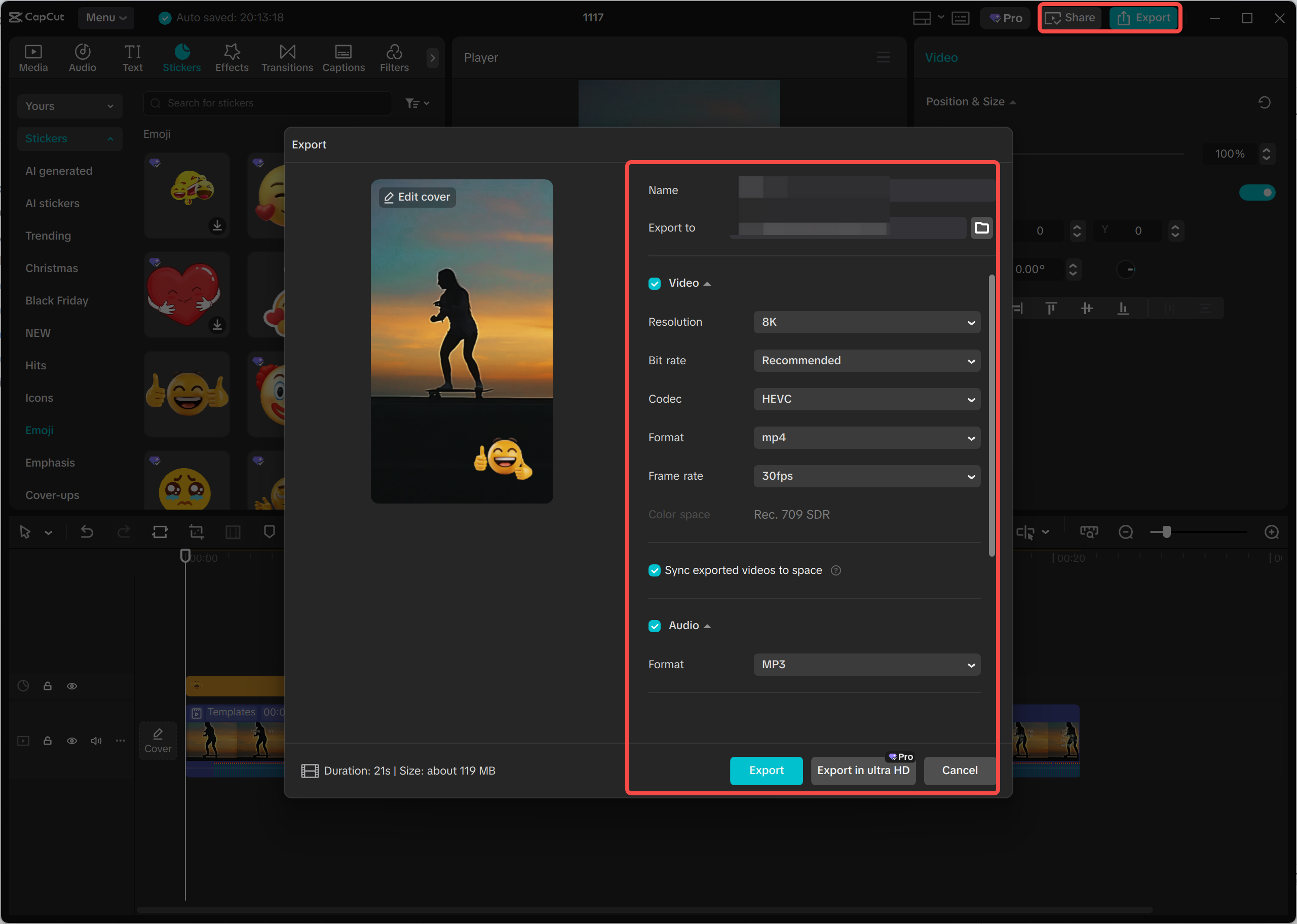 Export settings optimized for tiktok in capcut desktop