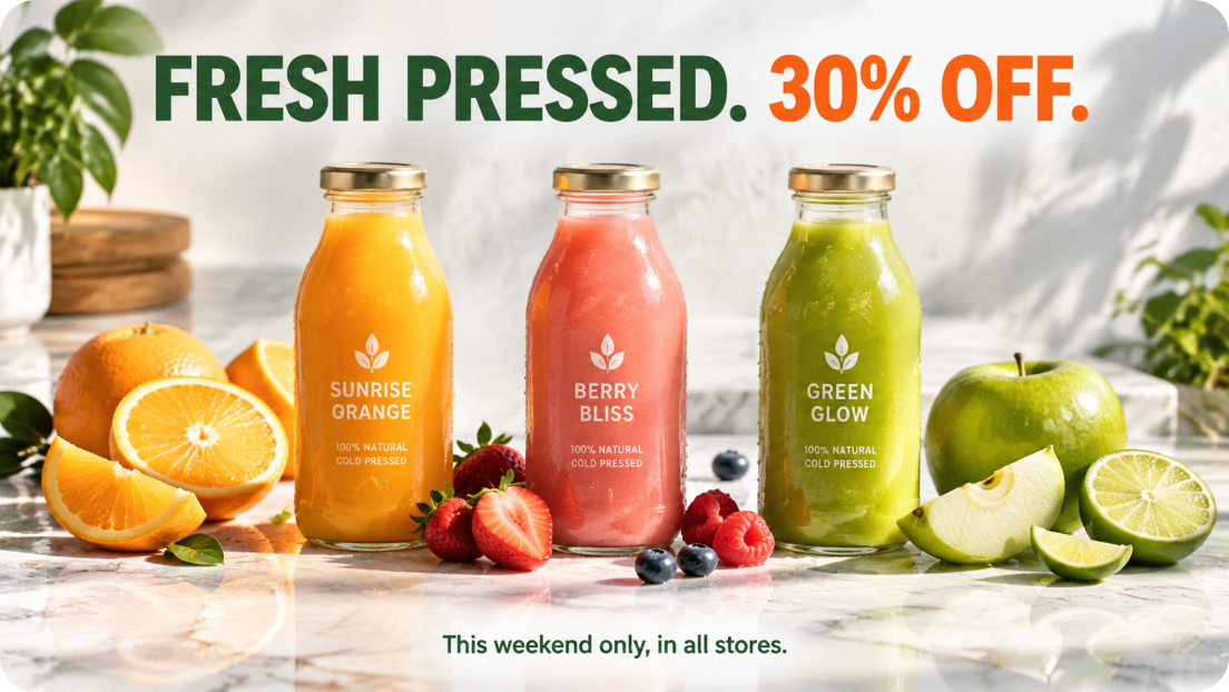 Sale poster with on-image text