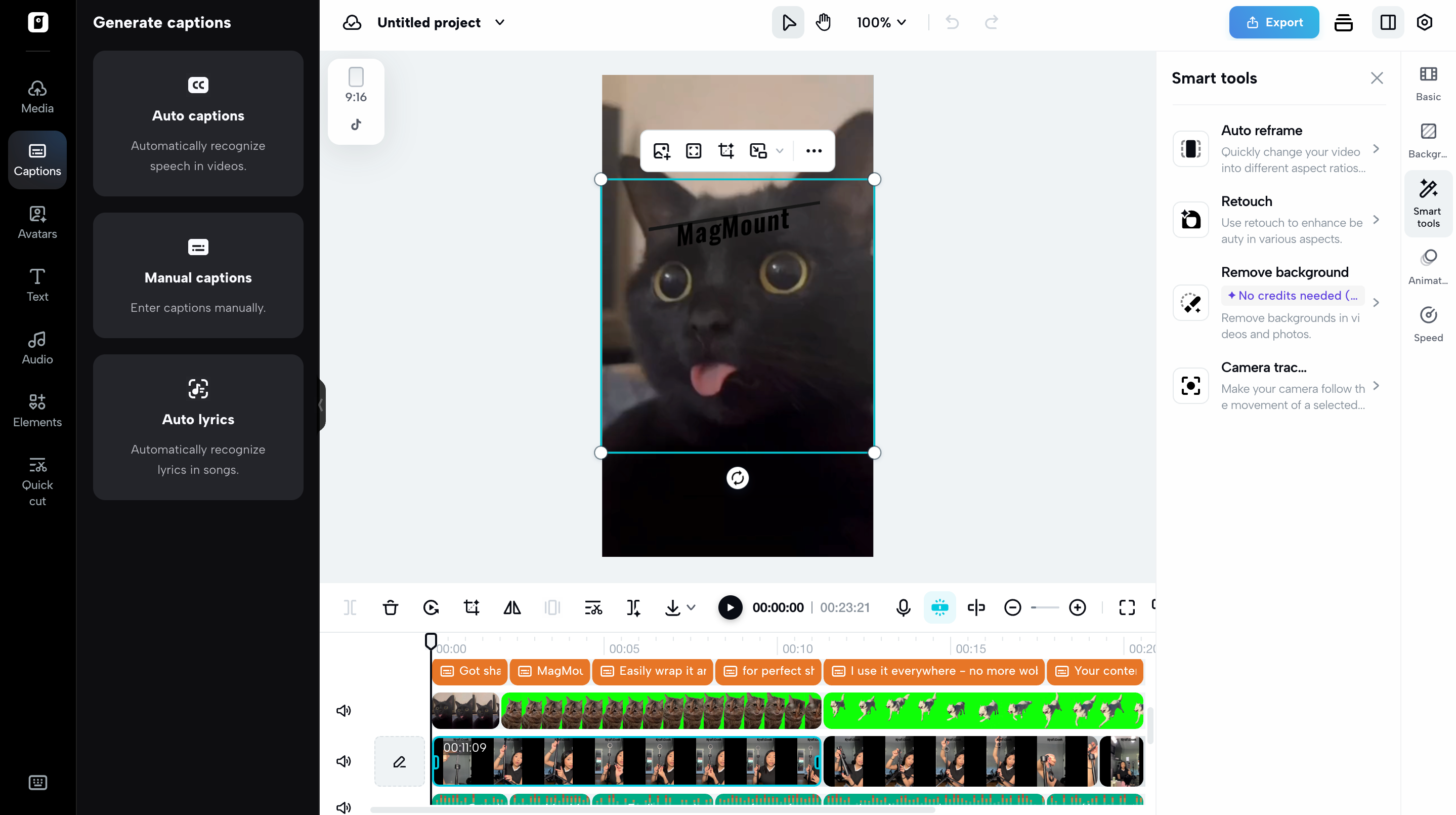 Exporting faceless video from Pippit