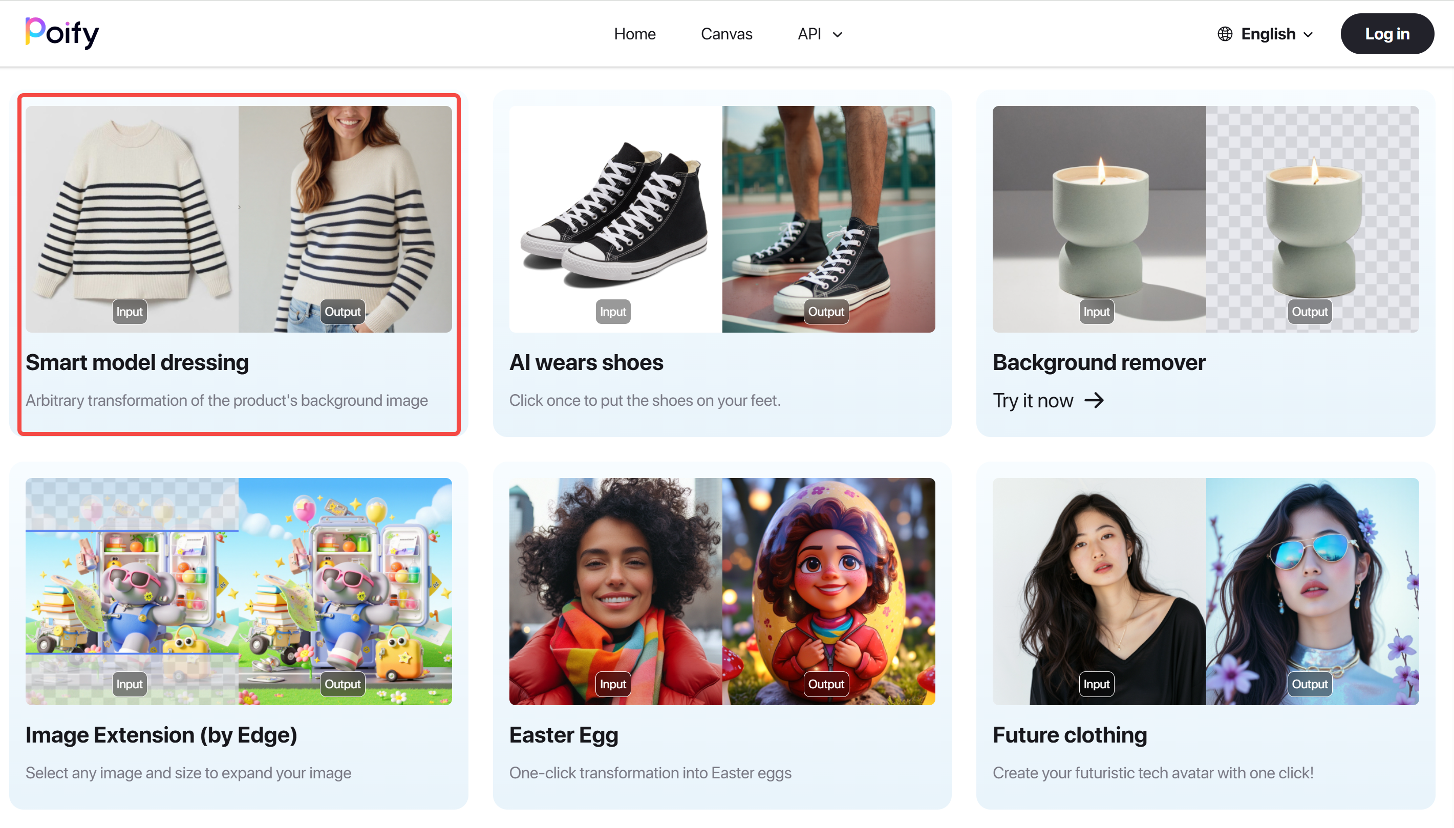 Truy cập công cụ thay đồ mô hình thông minh trong Poify