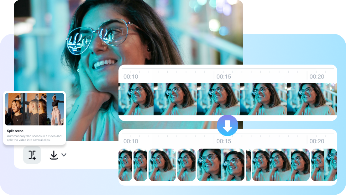 Editor de video online com divisão automática de vídeo