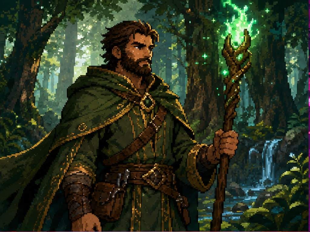 AI Pixel Avatar Prompts esempio di prompt 2 - mago foresta a 16 bit