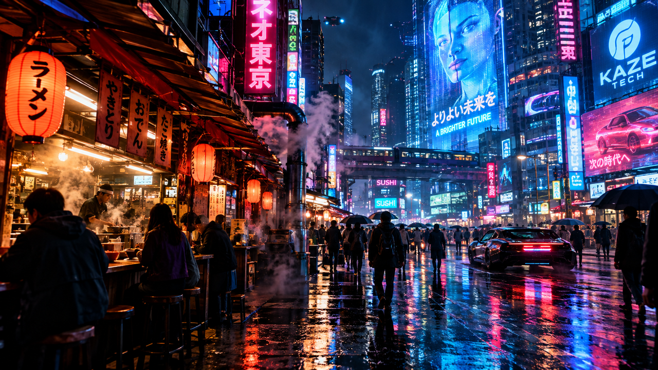 Piața Cyberpunk Neon Street