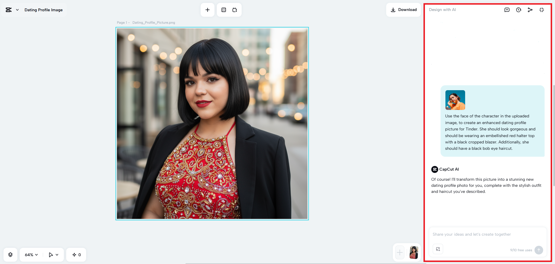 Refine your AI-generated dating profile picture