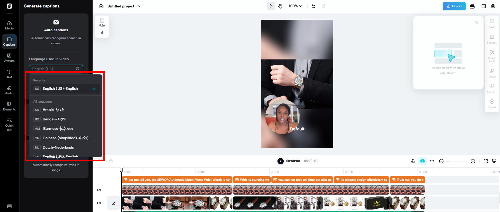 Paglikha ng multi-lingguwaheng caption