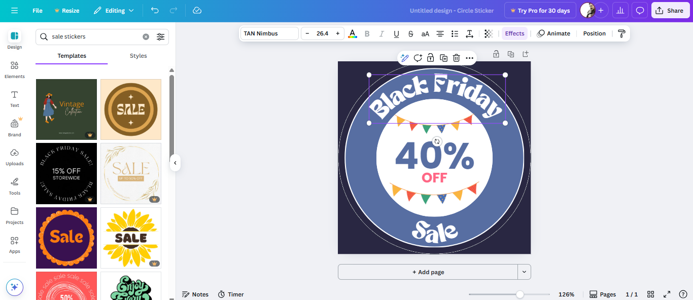 Canva sale stickers