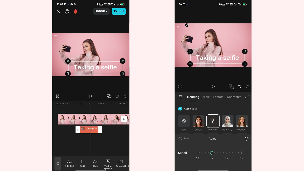 Apply text to speech option