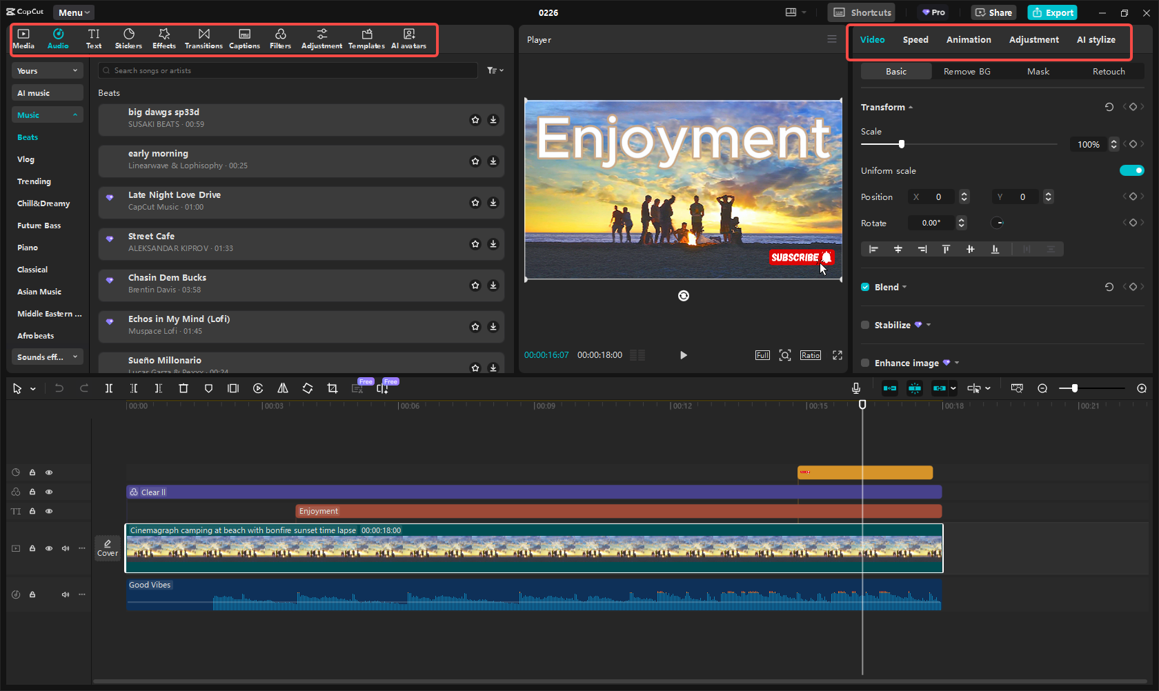 Edit the video