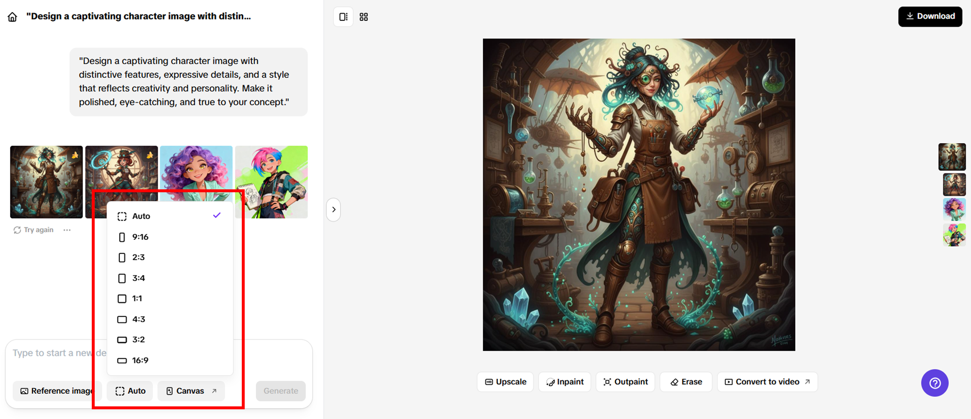 Crie tamanhos diferentes