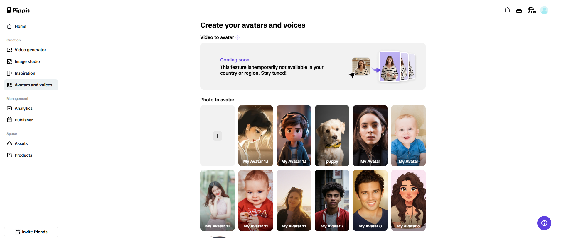 Criar vídeos de avatares humanos