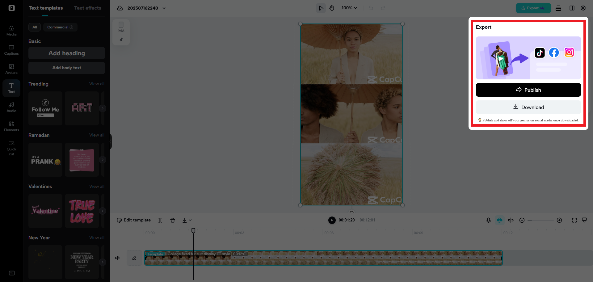 Export your Instagram Story collage