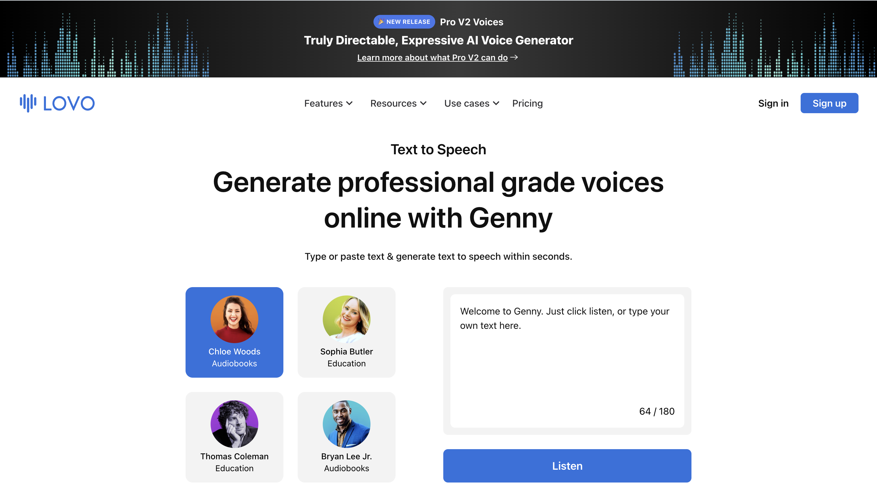 LOVO AI homepage