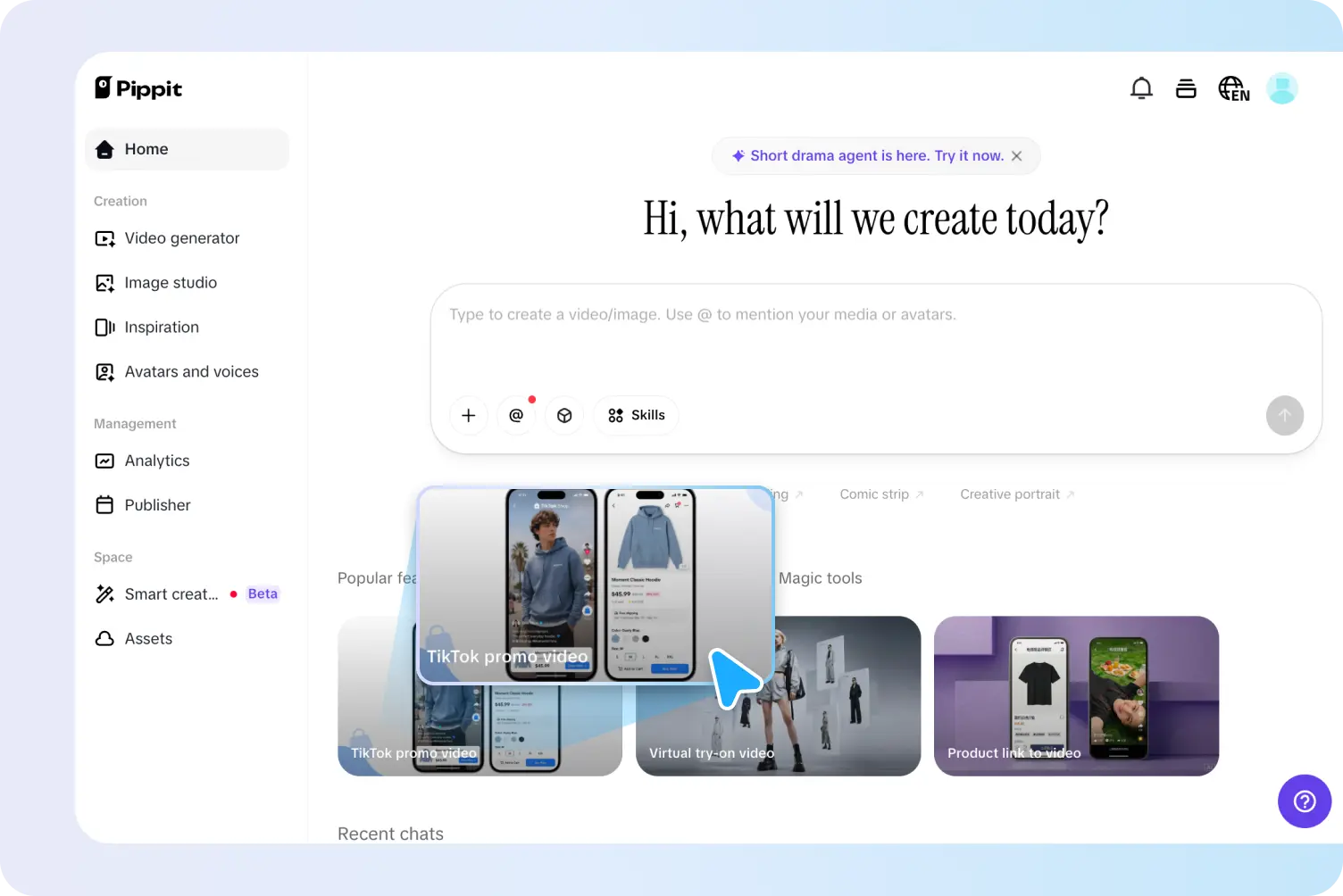 Open the TikTok promo video tool