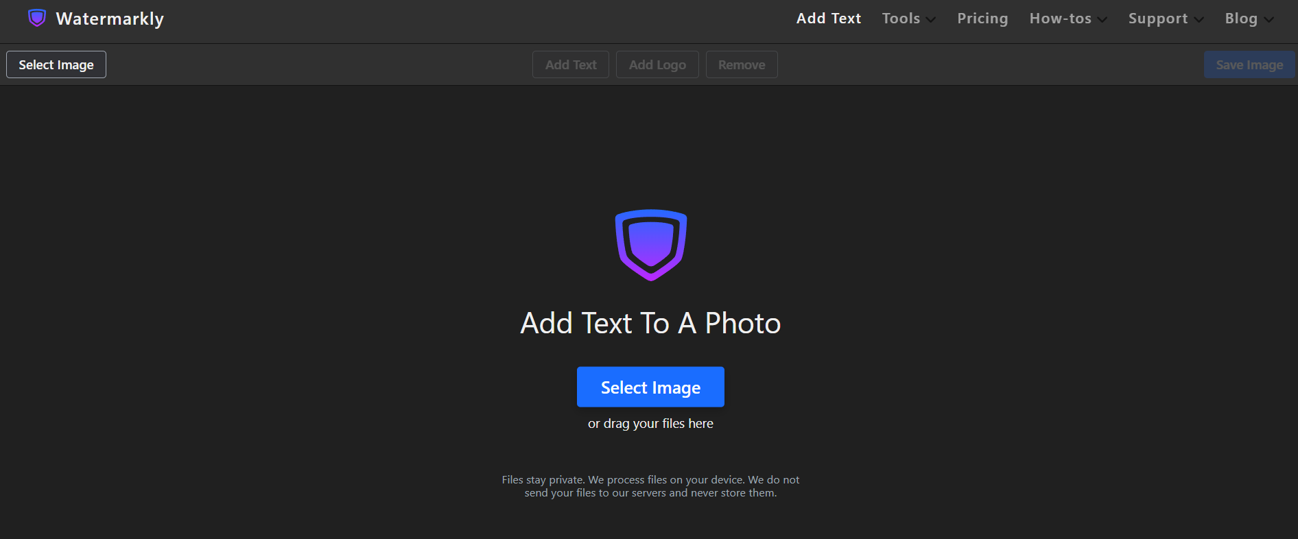 Adicionar texto à página inicial da ferramenta Imagem